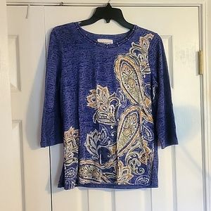 Alfred Dunner Women's 3/4 sleeve Top, Size Small